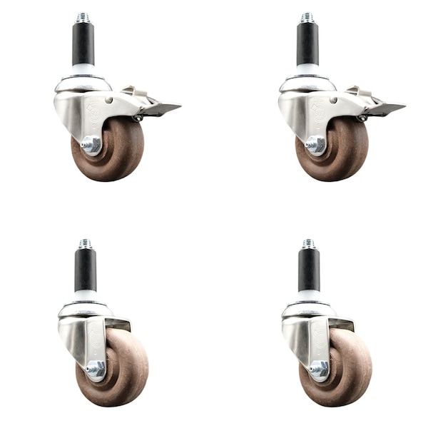 Service Caster 3.5 Inch 316SS High Temp Glass Filled Nylon 1-1/8 Inch Stem Caster Brake, 2PK SS316TTLEX20S3514-GFNSHT-2-S-2-118 - main